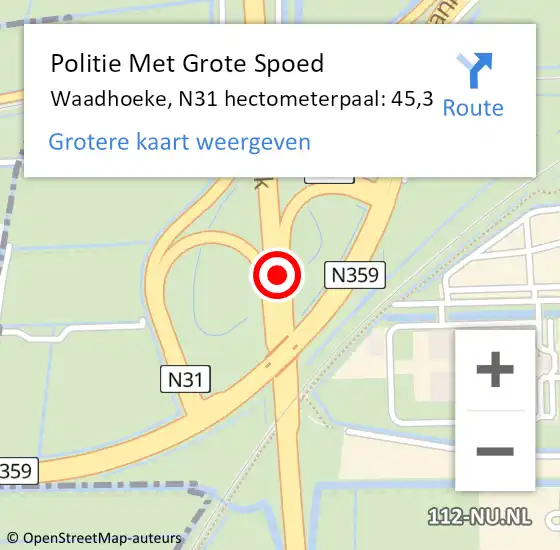Locatie op kaart van de 112 melding: Politie Met Grote Spoed Naar Waadhoeke, N31 hectometerpaal: 45,3 op 23 maart 2023 02:56