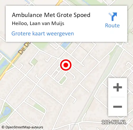 Locatie op kaart van de 112 melding: Ambulance Met Grote Spoed Naar Heiloo, Laan van Muijs op 23 maart 2023 03:41
