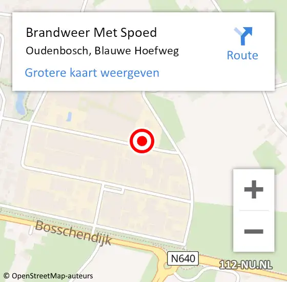 Locatie op kaart van de 112 melding: Brandweer Met Spoed Naar Oudenbosch, Blauwe Hoefweg op 19 augustus 2014 20:51