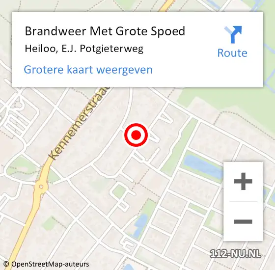 Locatie op kaart van de 112 melding: Brandweer Met Grote Spoed Naar Heiloo, E.J. Potgieterweg op 23 maart 2023 04:04