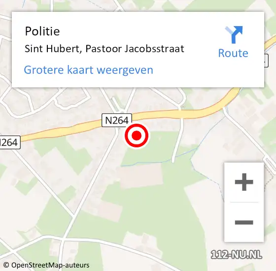 Locatie op kaart van de 112 melding: Politie Sint Hubert, Pastoor Jacobsstraat op 23 maart 2023 04:34