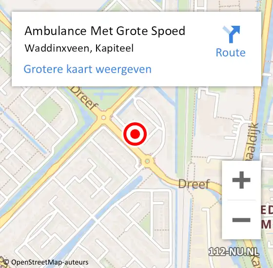 Locatie op kaart van de 112 melding: Ambulance Met Grote Spoed Naar Waddinxveen, Kapiteel op 23 maart 2023 04:39