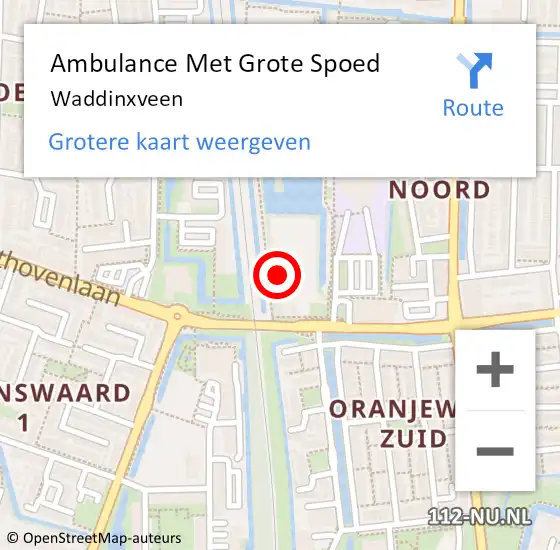 Locatie op kaart van de 112 melding: Ambulance Met Grote Spoed Naar Waddinxveen op 23 maart 2023 05:45