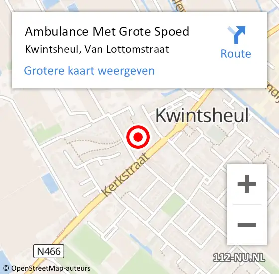 Locatie op kaart van de 112 melding: Ambulance Met Grote Spoed Naar Kwintsheul, Van Lottomstraat op 23 maart 2023 06:32