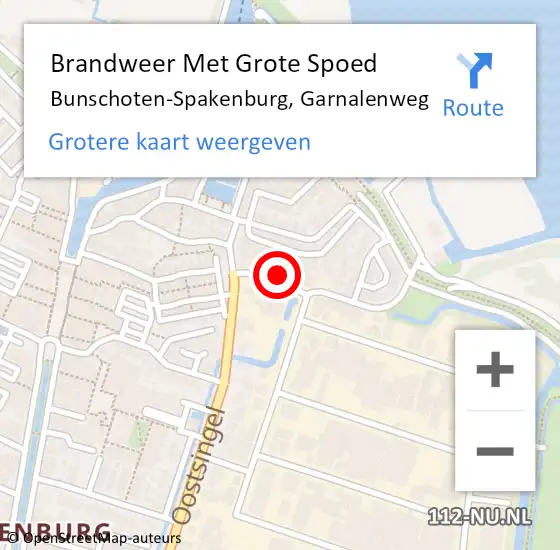 Locatie op kaart van de 112 melding: Brandweer Met Grote Spoed Naar Bunschoten-Spakenburg, Garnalenweg op 23 maart 2023 07:57