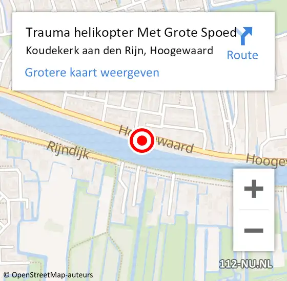 Locatie op kaart van de 112 melding: Trauma helikopter Met Grote Spoed Naar Koudekerk aan den Rijn, Hoogewaard op 23 maart 2023 07:59