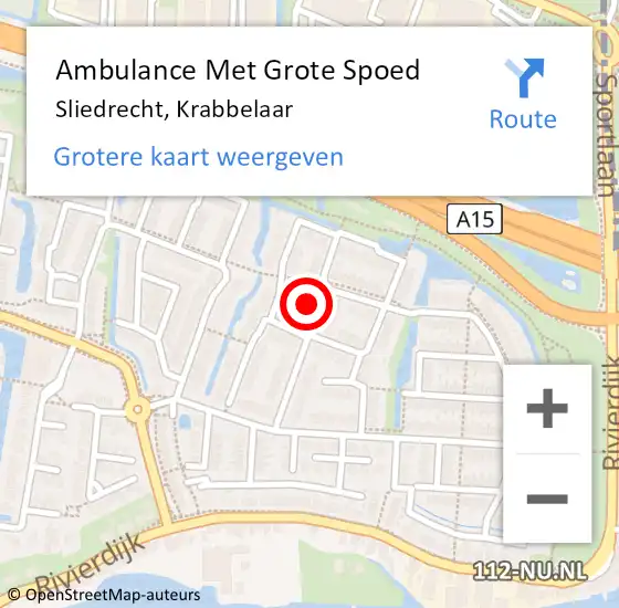 Locatie op kaart van de 112 melding: Ambulance Met Grote Spoed Naar Sliedrecht, Krabbelaar op 23 maart 2023 08:15