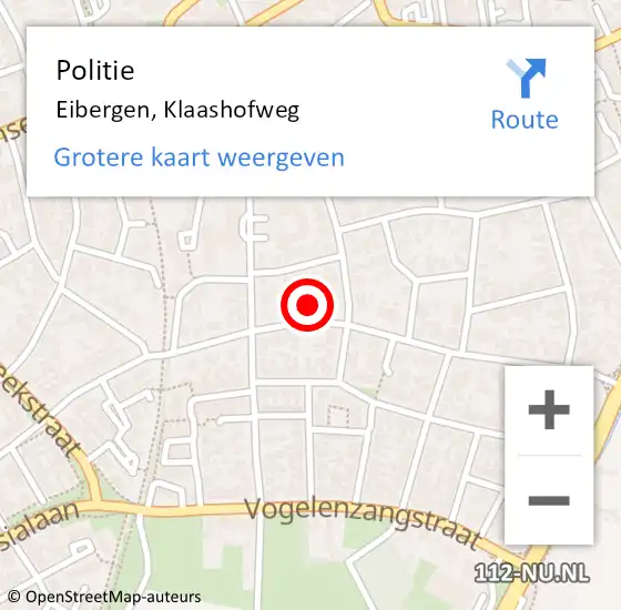 Locatie op kaart van de 112 melding: Politie Eibergen, Klaashofweg op 23 maart 2023 08:53