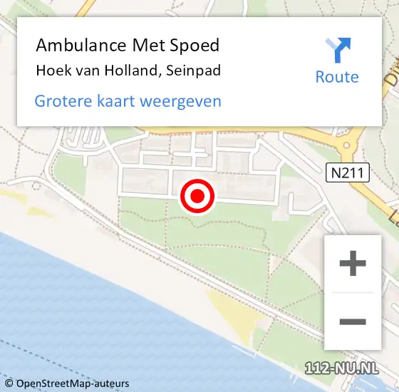 Locatie op kaart van de 112 melding: Ambulance Met Spoed Naar Hoek van Holland, Seinpad op 23 maart 2023 08:57