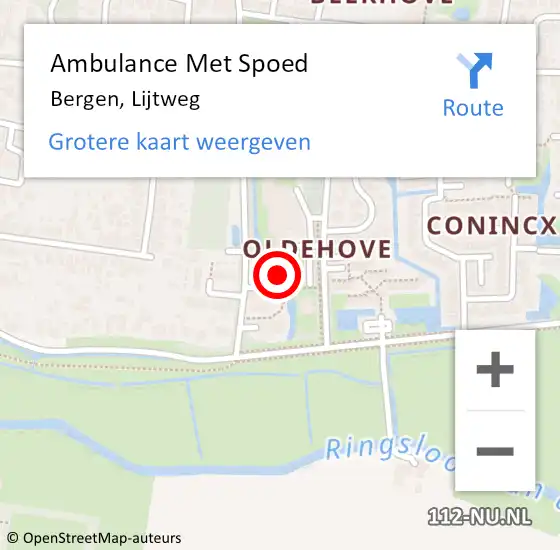 Locatie op kaart van de 112 melding: Ambulance Met Spoed Naar Bergen, Lijtweg op 23 maart 2023 09:01