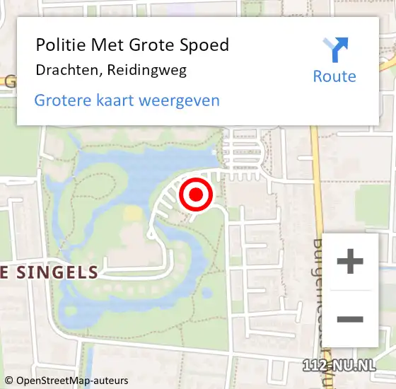 Locatie op kaart van de 112 melding: Politie Met Grote Spoed Naar Drachten, Reidingweg op 23 maart 2023 09:03