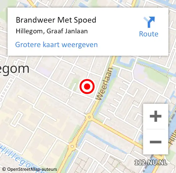 Locatie op kaart van de 112 melding: Brandweer Met Spoed Naar Hillegom, Graaf Janlaan op 23 maart 2023 09:07