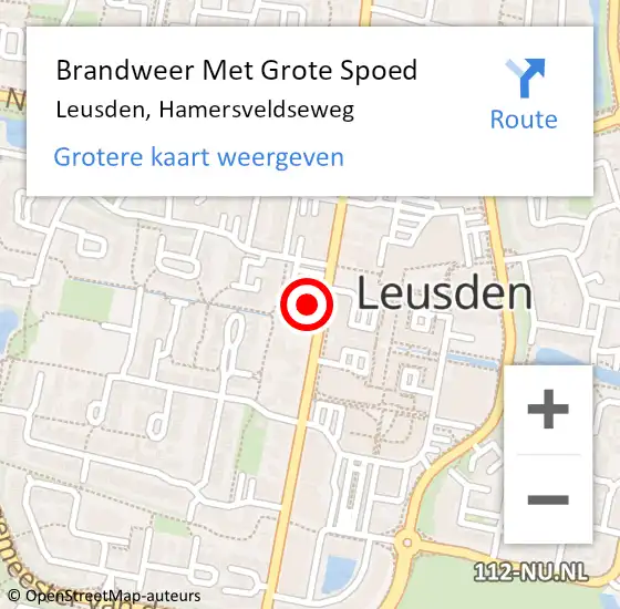 Locatie op kaart van de 112 melding: Brandweer Met Grote Spoed Naar Leusden, Hamersveldseweg op 23 maart 2023 09:33