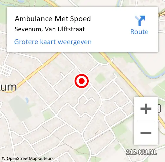 Locatie op kaart van de 112 melding: Ambulance Met Spoed Naar Sevenum, Van Ulftstraat op 19 augustus 2014 21:13