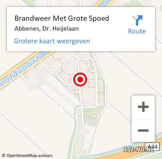 Locatie op kaart van de 112 melding: Brandweer Met Grote Spoed Naar Abbenes, Dr. Heijelaan op 23 maart 2023 09:48