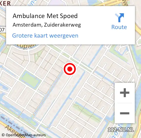 Locatie op kaart van de 112 melding: Ambulance Met Spoed Naar Amsterdam, Zuiderakerweg op 23 maart 2023 09:49