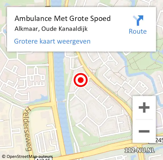 Locatie op kaart van de 112 melding: Ambulance Met Grote Spoed Naar Alkmaar, Oude Kanaaldijk op 23 maart 2023 10:21