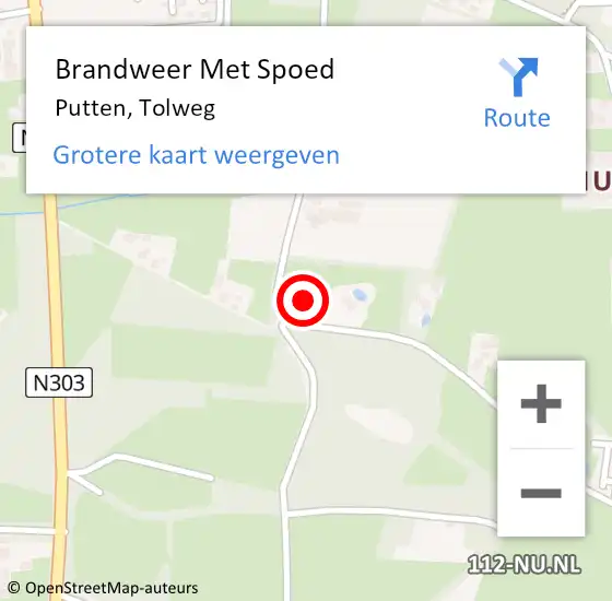 Locatie op kaart van de 112 melding: Brandweer Met Spoed Naar Putten, Tolweg op 23 maart 2023 10:23