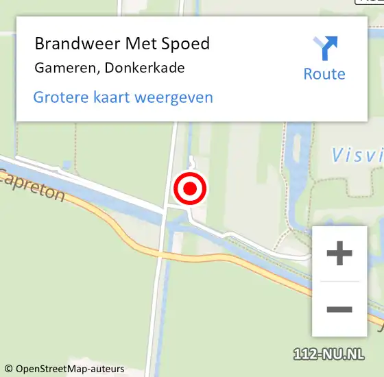 Locatie op kaart van de 112 melding: Brandweer Met Spoed Naar Gameren, Donkerkade op 23 maart 2023 10:32