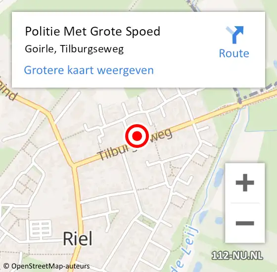 Locatie op kaart van de 112 melding: Politie Met Grote Spoed Naar Goirle, Tilburgseweg op 23 maart 2023 11:05