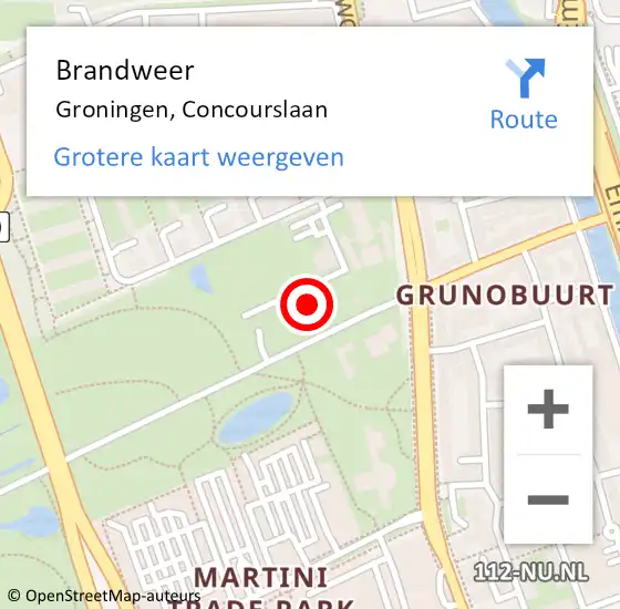 Locatie op kaart van de 112 melding: Brandweer Groningen, Concourslaan op 23 maart 2023 11:11