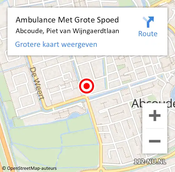 Locatie op kaart van de 112 melding: Ambulance Met Grote Spoed Naar Abcoude, Piet van Wijngaerdtlaan op 23 maart 2023 11:23