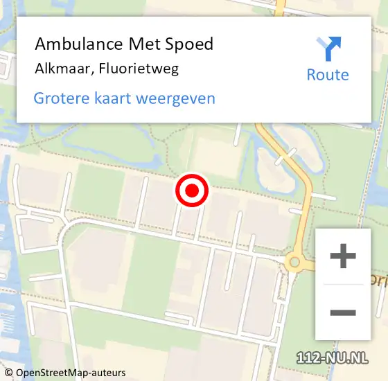 Locatie op kaart van de 112 melding: Ambulance Met Spoed Naar Alkmaar, Fluorietweg op 23 maart 2023 11:39
