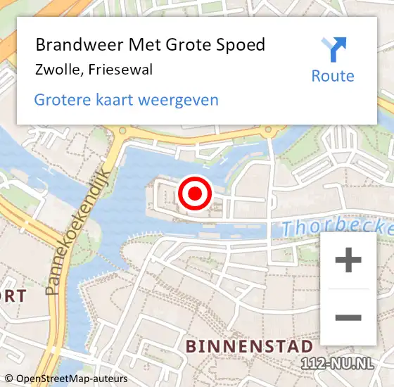 Locatie op kaart van de 112 melding: Brandweer Met Grote Spoed Naar Zwolle, Friesewal op 23 maart 2023 12:01