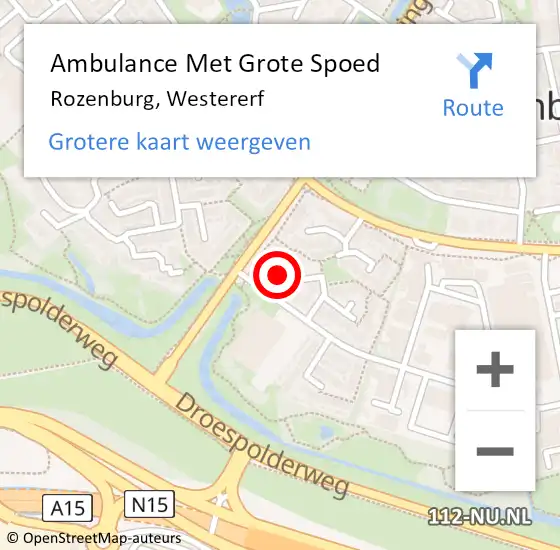 Locatie op kaart van de 112 melding: Ambulance Met Grote Spoed Naar Rozenburg, Westererf op 23 maart 2023 12:34