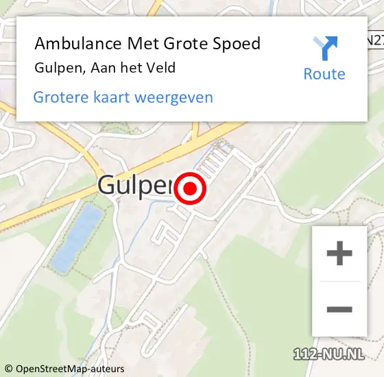 Locatie op kaart van de 112 melding: Ambulance Met Grote Spoed Naar Gulpen, Aan het Veld op 19 augustus 2014 21:37