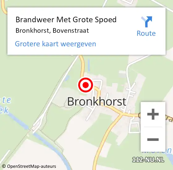 Locatie op kaart van de 112 melding: Brandweer Met Grote Spoed Naar Bronkhorst, Bovenstraat op 19 augustus 2014 21:39