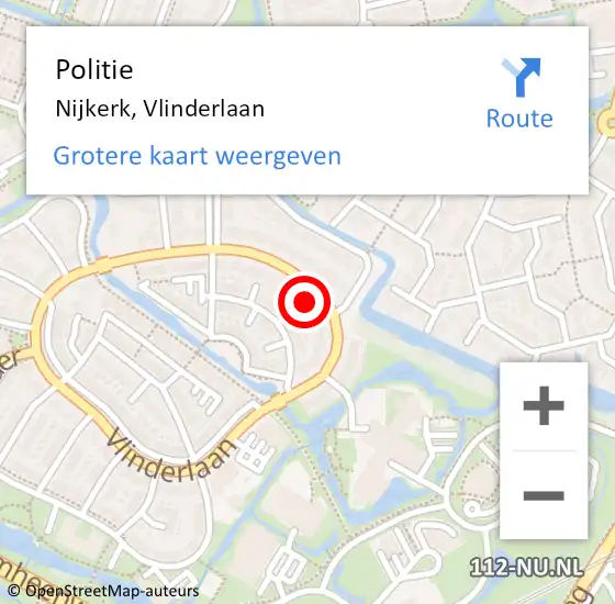 Locatie op kaart van de 112 melding: Politie Nijkerk, Vlinderlaan op 23 maart 2023 13:07