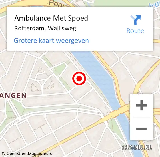 Locatie op kaart van de 112 melding: Ambulance Met Spoed Naar Rotterdam, Wallisweg op 23 maart 2023 13:24