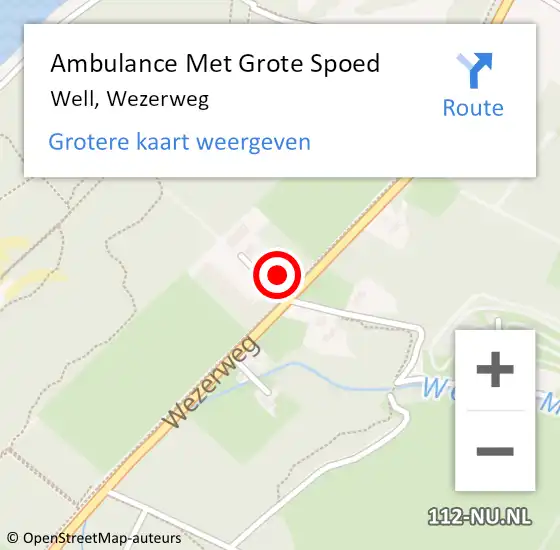 Locatie op kaart van de 112 melding: Ambulance Met Grote Spoed Naar Well, Wezerweg op 19 augustus 2014 21:45