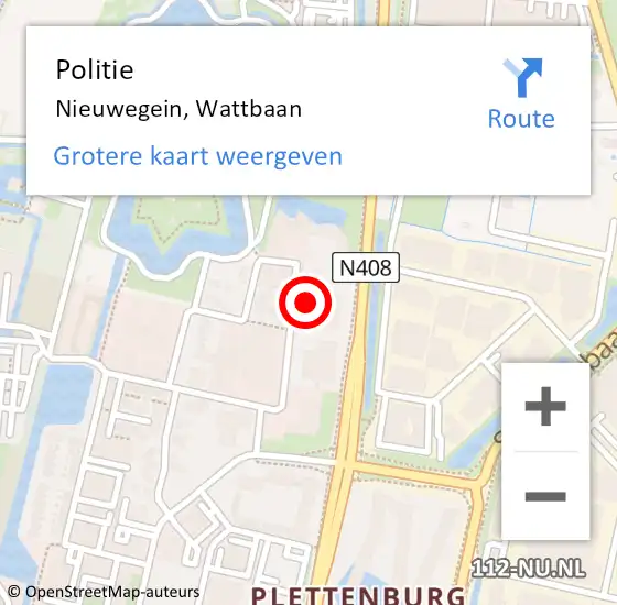 Locatie op kaart van de 112 melding: Politie Nieuwegein, Wattbaan op 23 maart 2023 13:49