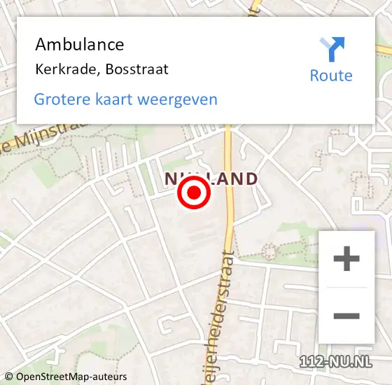 Locatie op kaart van de 112 melding: Ambulance Kerkrade, Bosstraat op 19 augustus 2014 21:55