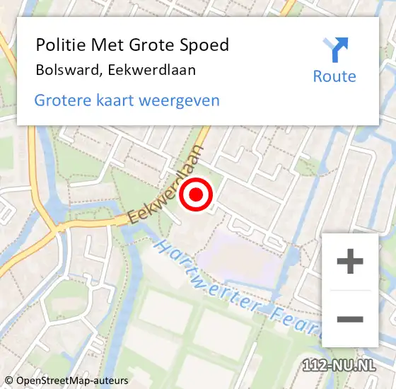 Locatie op kaart van de 112 melding: Politie Met Grote Spoed Naar Bolsward, Eekwerdlaan op 23 maart 2023 14:15