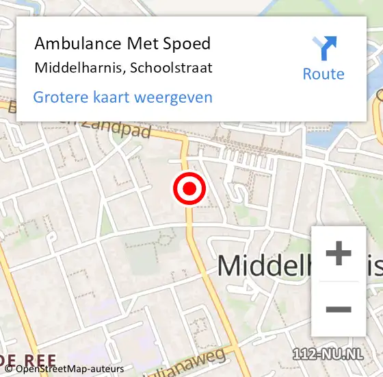 Locatie op kaart van de 112 melding: Ambulance Met Spoed Naar Middelharnis, Schoolstraat op 23 maart 2023 14:18