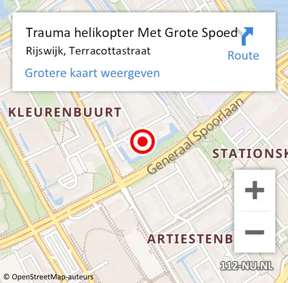 Locatie op kaart van de 112 melding: Trauma helikopter Met Grote Spoed Naar Rijswijk, Terracottastraat op 23 maart 2023 14:29