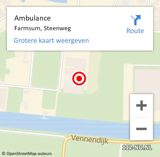 Locatie op kaart van de 112 melding: Ambulance Farmsum, Steenweg op 19 augustus 2014 21:58