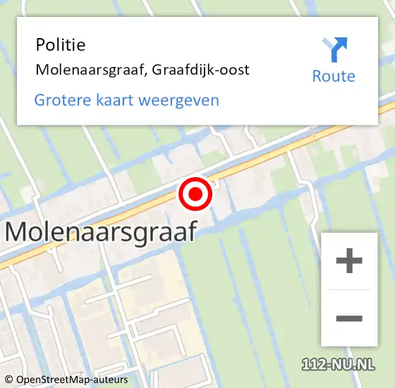 Locatie op kaart van de 112 melding: Politie Molenaarsgraaf, Graafdijk-oost op 23 maart 2023 15:03