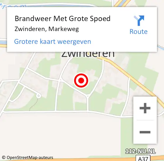 Locatie op kaart van de 112 melding: Brandweer Met Grote Spoed Naar Zwinderen, Markeweg op 23 maart 2023 15:07