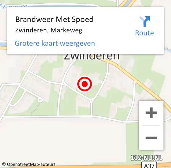 Locatie op kaart van de 112 melding: Brandweer Met Spoed Naar Zwinderen, Markeweg op 23 maart 2023 15:49