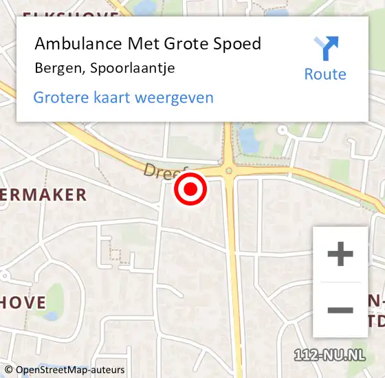 Locatie op kaart van de 112 melding: Ambulance Met Grote Spoed Naar Bergen, Spoorlaantje op 23 maart 2023 16:08