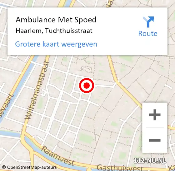 Locatie op kaart van de 112 melding: Ambulance Met Spoed Naar Haarlem, Tuchthuisstraat op 23 maart 2023 16:17