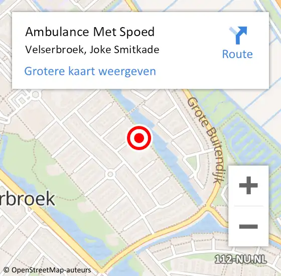 Locatie op kaart van de 112 melding: Ambulance Met Spoed Naar Velserbroek, Joke Smitkade op 23 maart 2023 16:26