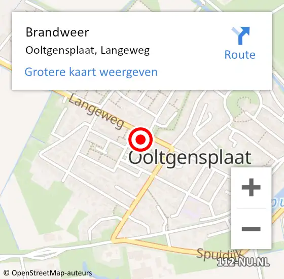 Locatie op kaart van de 112 melding: Brandweer Ooltgensplaat, Langeweg op 23 maart 2023 16:27