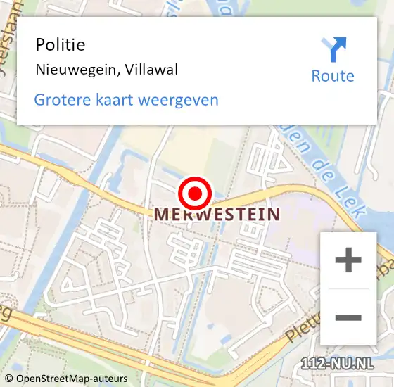 Locatie op kaart van de 112 melding: Politie Nieuwegein, Villawal op 23 maart 2023 16:33