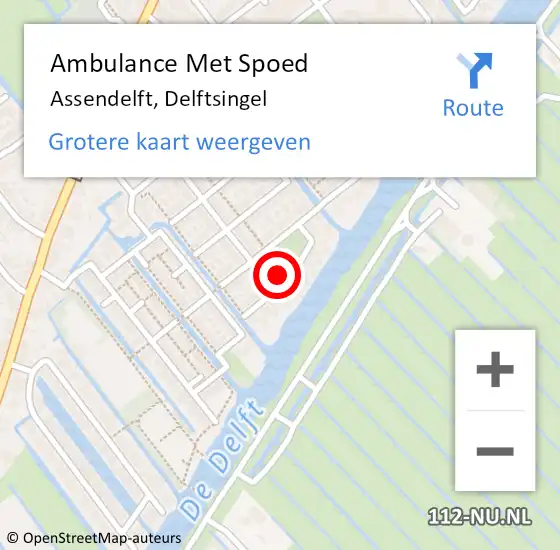 Locatie op kaart van de 112 melding: Ambulance Met Spoed Naar Assendelft, Delftsingel op 23 maart 2023 17:18