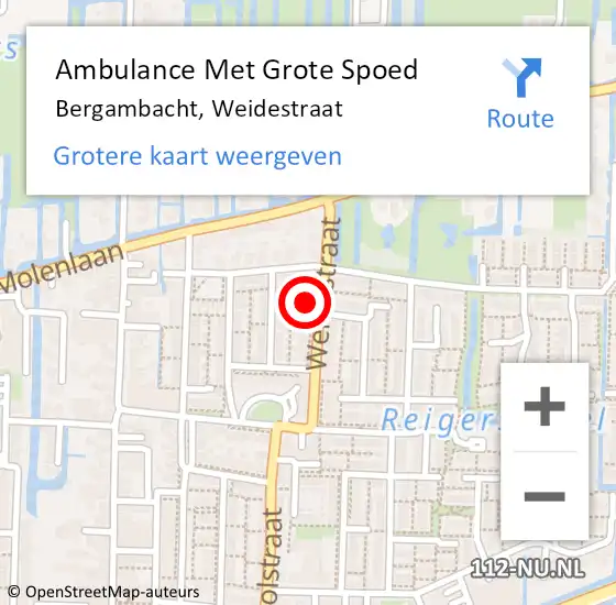 Locatie op kaart van de 112 melding: Ambulance Met Grote Spoed Naar Bergambacht, Weidestraat op 23 maart 2023 17:29